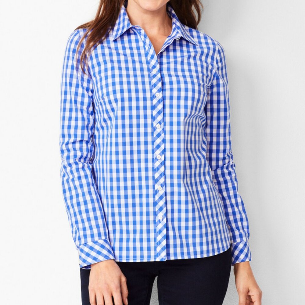 Talbots Button Down Shirt Gingham Size Small
